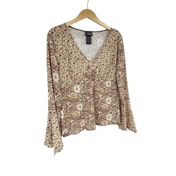 Vintage Y2K Route 66 Babydoll Style Floral Groovy Top Womens Large - Picture 5 of 8